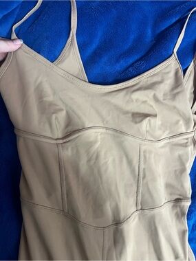 JoyLab Beige Corset Seam Cami Bodysuit Romper Activewear Onesie Size S